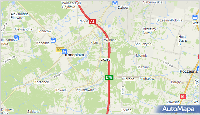 mapa Łaziec, Łaziec na mapie Targeo