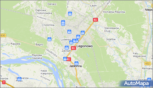 mapa Legionowo, Legionowo na mapie Targeo