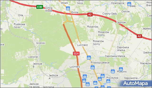 mapa Lućmierz-Ośrodek, Lućmierz-Ośrodek na mapie Targeo