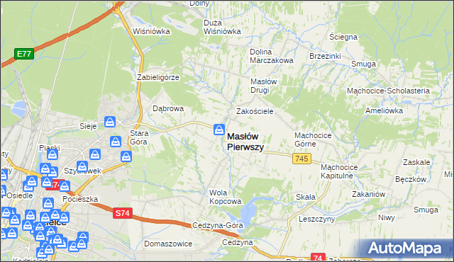 mapa Masłów Pierwszy, Masłów Pierwszy na mapie Targeo