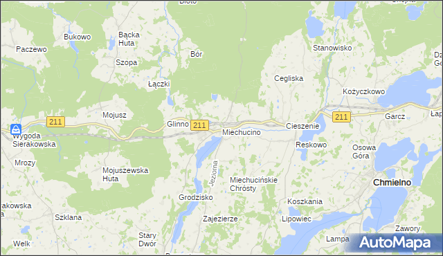 mapa Miechucino, Miechucino na mapie Targeo
