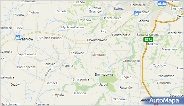 mapa Mirkowice gmina Bodzechów, Mirkowice gmina Bodzechów na mapie Targeo