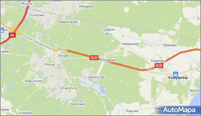 mapa Morawsko gmina Kobylanka, Morawsko gmina Kobylanka na mapie Targeo