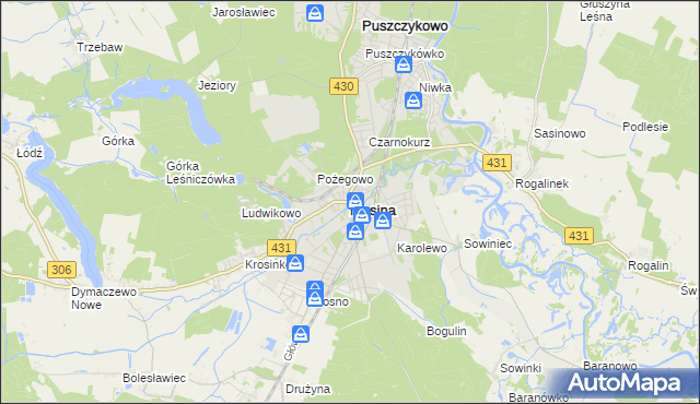 mapa Mosina powiat poznański, Mosina powiat poznański na mapie Targeo