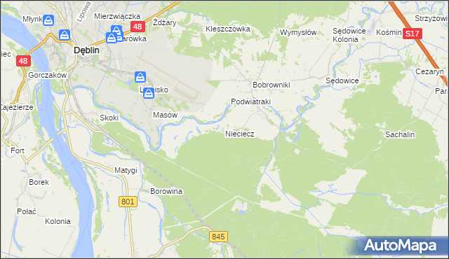 mapa Nieciecz gmina Puławy, Nieciecz gmina Puławy na mapie Targeo