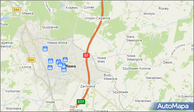 mapa Nowa Wieś gmina Szydłowo, Nowa Wieś gmina Szydłowo na mapie Targeo