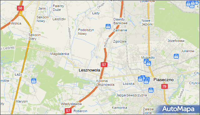 mapa Nowa Wola gmina Lesznowola, Nowa Wola gmina Lesznowola na mapie Targeo
