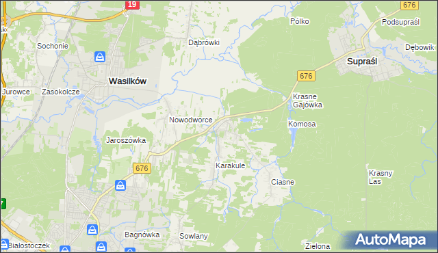mapa Ogrodniczki gmina Supraśl, Ogrodniczki gmina Supraśl na mapie Targeo