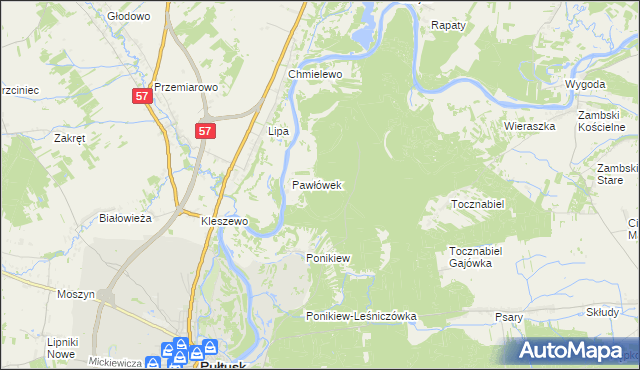 mapa Pawłówek-Gajówka, Pawłówek-Gajówka na mapie Targeo
