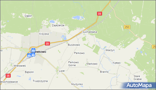 mapa Perkowo Dolne, Perkowo Dolne na mapie Targeo