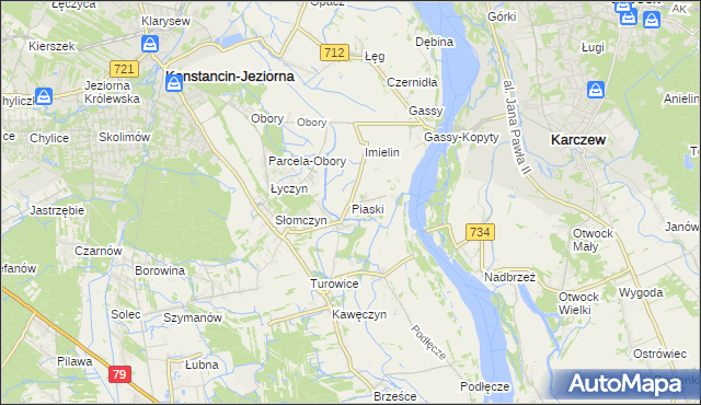 mapa Piaski gmina Konstancin-Jeziorna, Piaski gmina Konstancin-Jeziorna na mapie Targeo