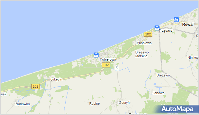 mapa Pobierowo, Pobierowo na mapie Targeo