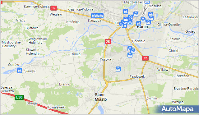 mapa Posoka gmina Stare Miasto, Posoka gmina Stare Miasto na mapie Targeo