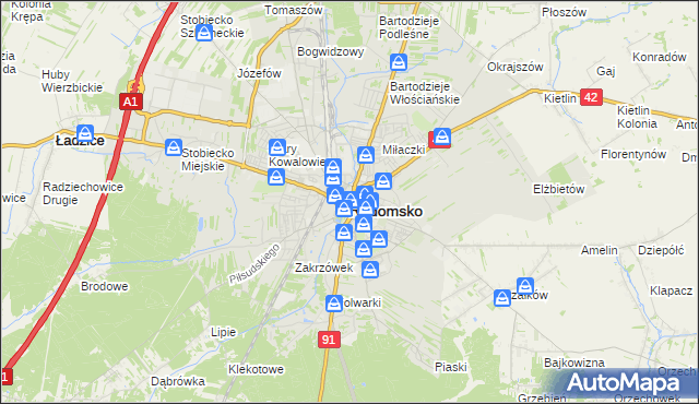 mapa Radomsko, Radomsko na mapie Targeo