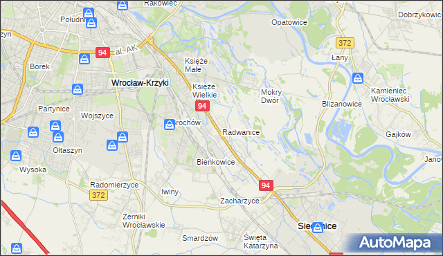 mapa Radwanice gmina Siechnice, Radwanice gmina Siechnice na mapie Targeo