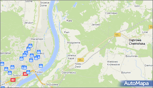 mapa Reptowo gmina Dąbrowa Chełmińska, Reptowo gmina Dąbrowa Chełmińska na mapie Targeo