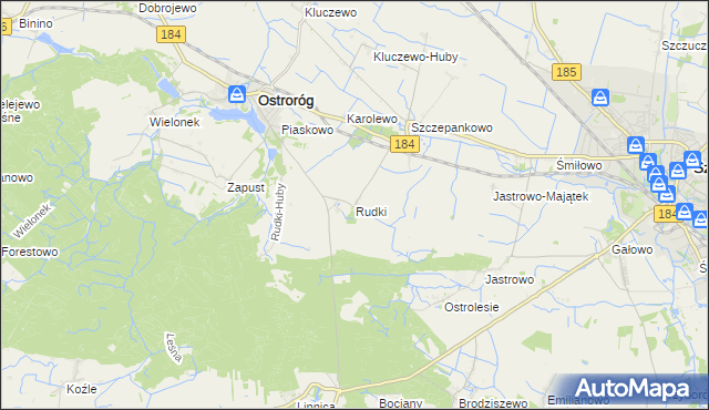 mapa Rudki gmina Ostroróg, Rudki gmina Ostroróg na mapie Targeo