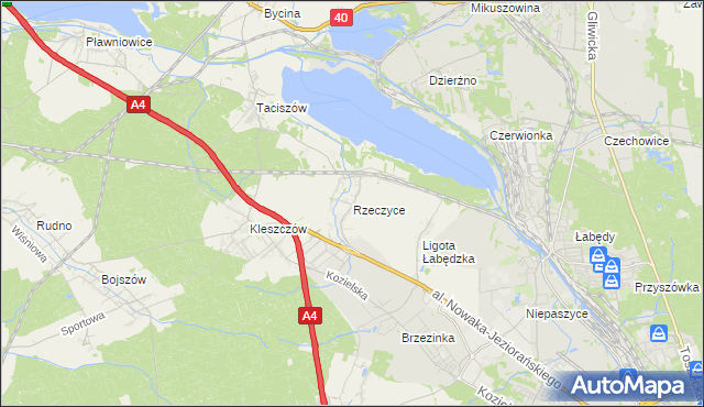 mapa Rzeczyce gmina Rudziniec, Rzeczyce gmina Rudziniec na mapie Targeo