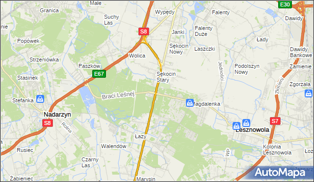 mapa Sękocin-Las, Sękocin-Las na mapie Targeo