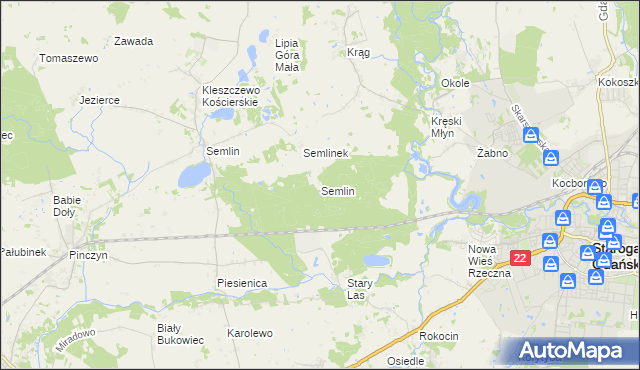 mapa Semlin gmina Starogard Gdański, Semlin gmina Starogard Gdański na mapie Targeo