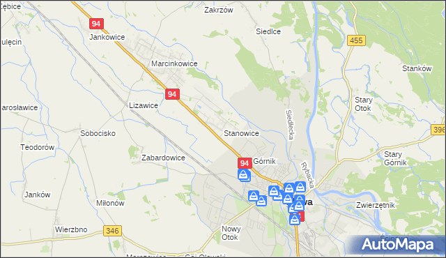 mapa Stanowice gmina Oława, Stanowice gmina Oława na mapie Targeo