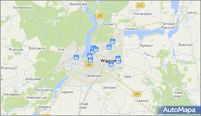 mapa Wągrowiec, Wągrowiec na mapie Targeo