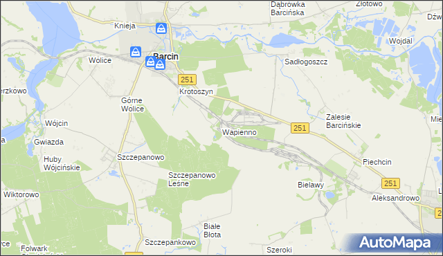 mapa Wapienno, Wapienno na mapie Targeo