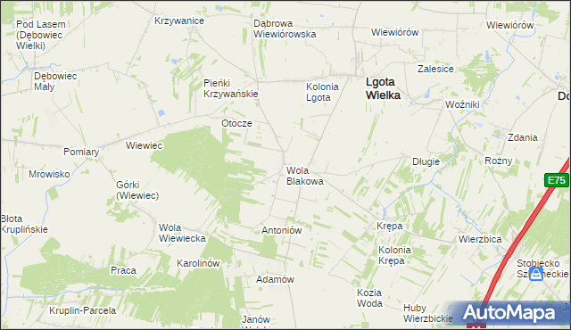 mapa Wola Blakowa, Wola Blakowa na mapie Targeo