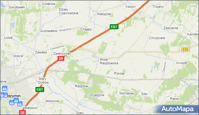 mapa Wola Rasztowska, Wola Rasztowska na mapie Targeo