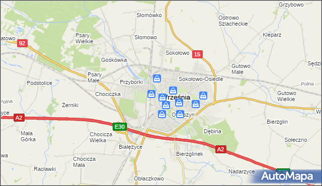 mapa Wrześni, Września na mapie Targeo