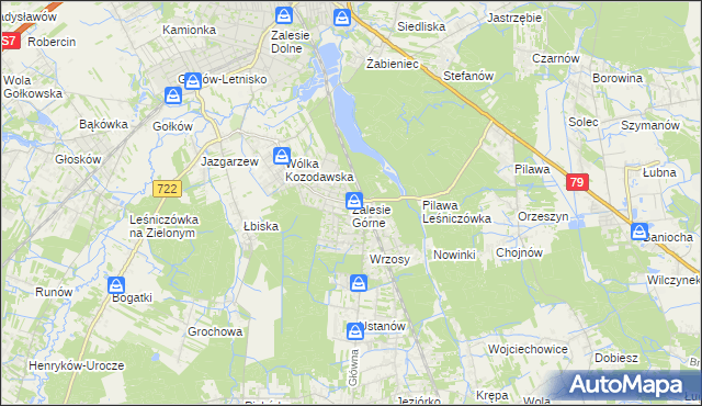 mapa Zalesie Górne, Zalesie Górne na mapie Targeo
