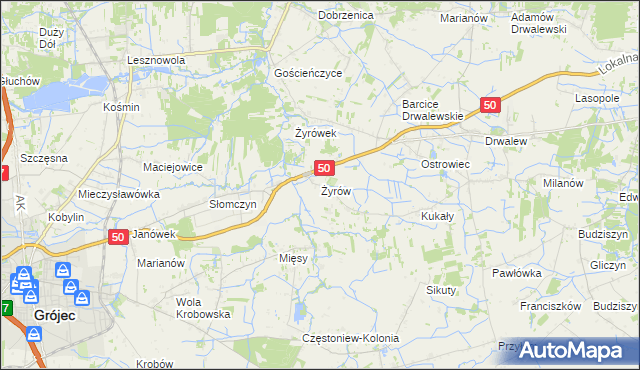 mapa Żyrów, Żyrów na mapie Targeo