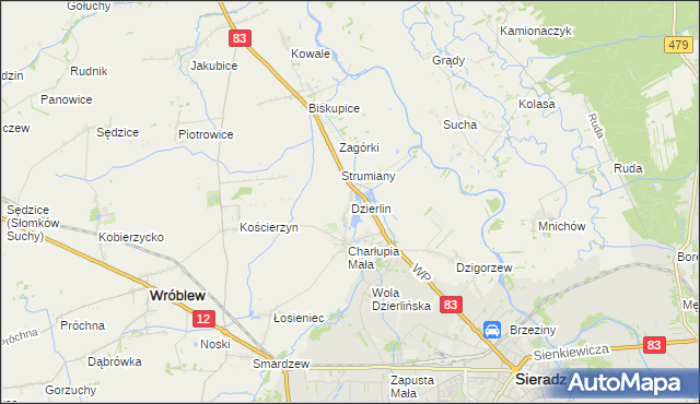 mapa Dzierlin, Dzierlin na mapie Targeo