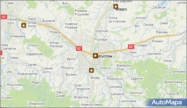 mapa Andrychów, Andrychów na mapie Targeo