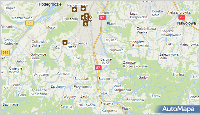 mapa Barcice Dolne, Barcice Dolne na mapie Targeo