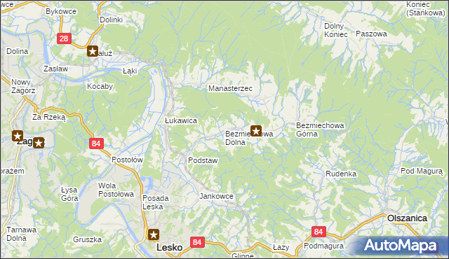 mapa Bezmiechowa Dolna, Bezmiechowa Dolna na mapie Targeo