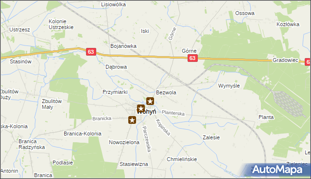 mapa Bezwola, Bezwola na mapie Targeo