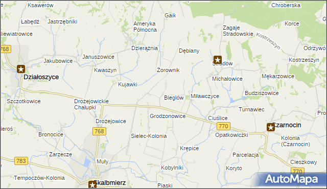 mapa Bieglów, Bieglów na mapie Targeo
