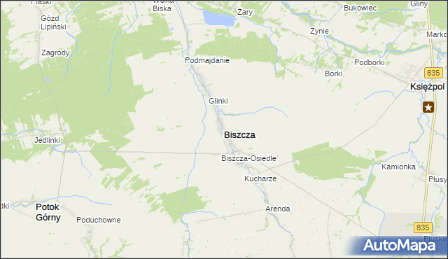 mapa Biszcza, Biszcza na mapie Targeo