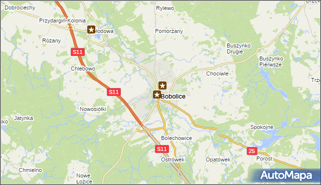 mapa Bobolice powiat koszaliński, Bobolice powiat koszaliński na mapie Targeo