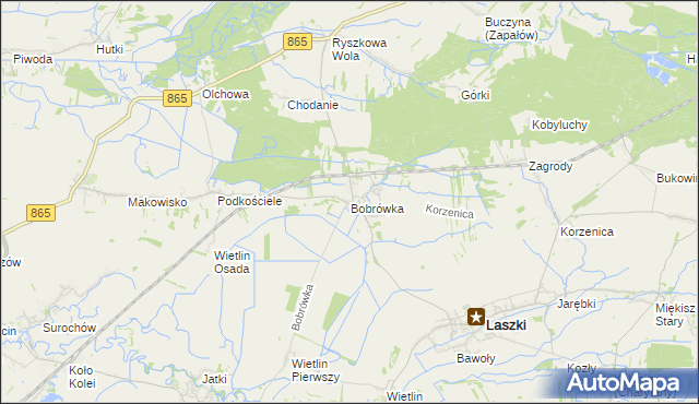 mapa Bobrówka gmina Laszki, Bobrówka gmina Laszki na mapie Targeo
