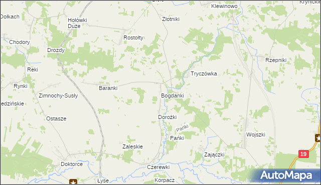 mapa Bogdanki gmina Juchnowiec Kościelny, Bogdanki gmina Juchnowiec Kościelny na mapie Targeo