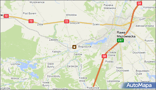 mapa Boguszyce gmina Rawa Mazowiecka, Boguszyce gmina Rawa Mazowiecka na mapie Targeo