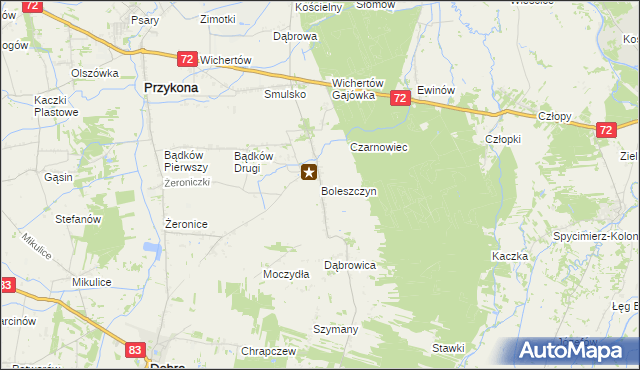 mapa Boleszczyn, Boleszczyn na mapie Targeo