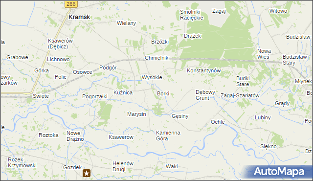 mapa Borki gmina Kramsk, Borki gmina Kramsk na mapie Targeo