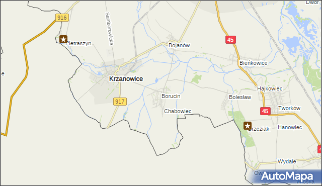 mapa Borucin gmina Krzanowice, Borucin gmina Krzanowice na mapie Targeo