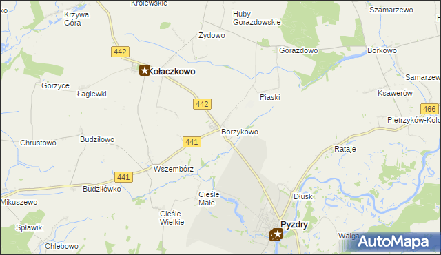 mapa Borzykowo gmina Kołaczkowo, Borzykowo gmina Kołaczkowo na mapie Targeo