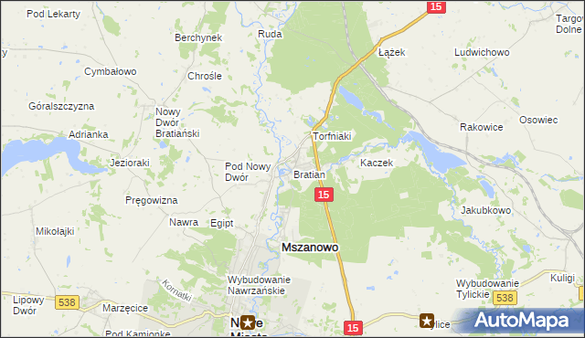 mapa Bratian, Bratian na mapie Targeo