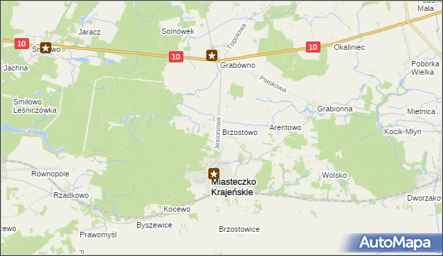 mapa Brzostowo gmina Miasteczko Krajeńskie, Brzostowo gmina Miasteczko Krajeńskie na mapie Targeo