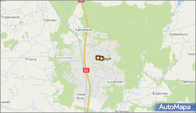 mapa Budzyń powiat chodzieski, Budzyń powiat chodzieski na mapie Targeo